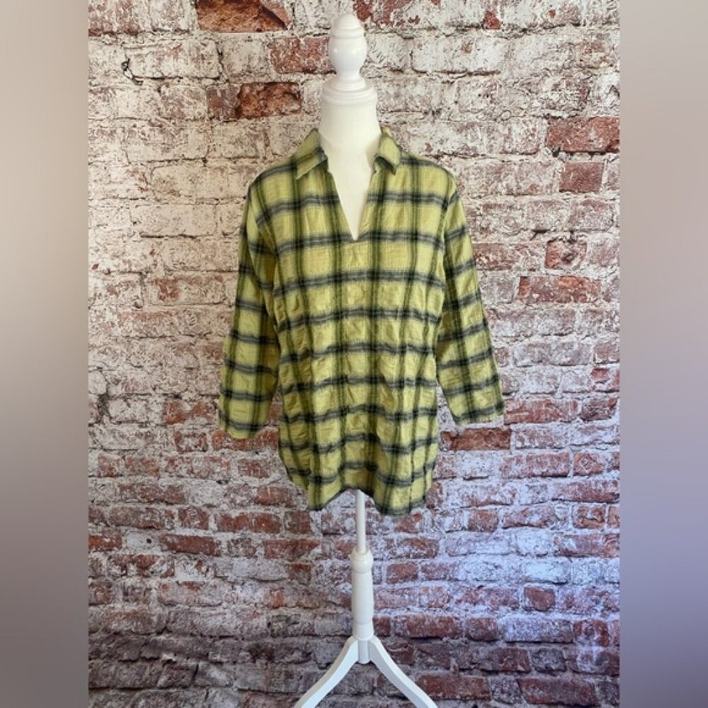 Cut Loose Clothing Effortlessly Boho ChicCrinkle Plaid- TarragonWomen’s Tunic